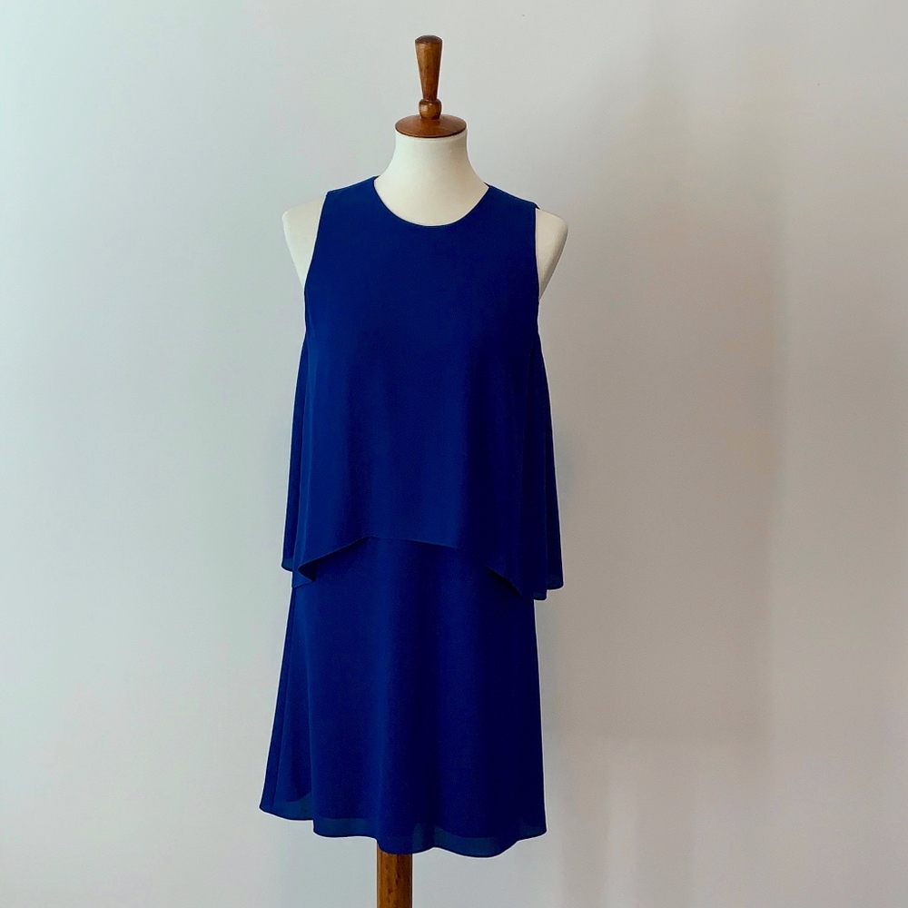 BCBG Max Azria Royal Blue Sleeveless Flouncy Dress